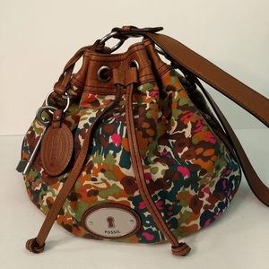 Fossil Floral Maddox Drawstring Pouch Bucket Purse